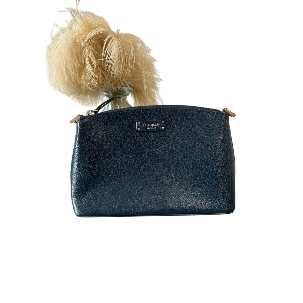 Kate Spade Jeanne Petrol Blue Mini Crossbody Bag Pebbled Leather * Missing Strap